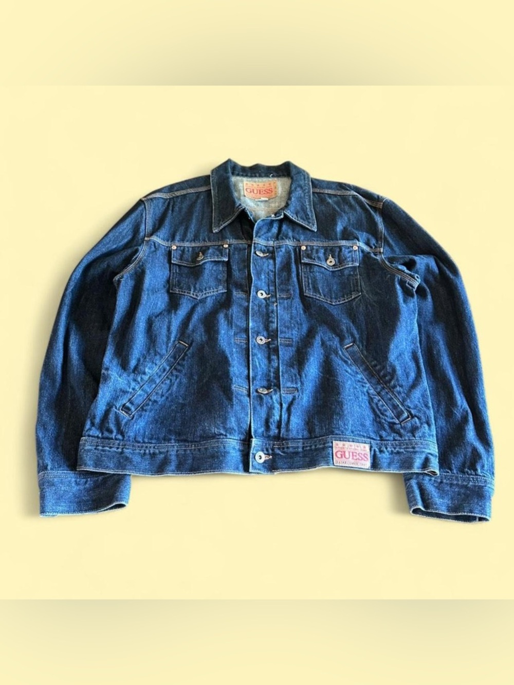 Vintage Guess Type II Denim Jacket Dark Wash Blue Men’s XXL USA